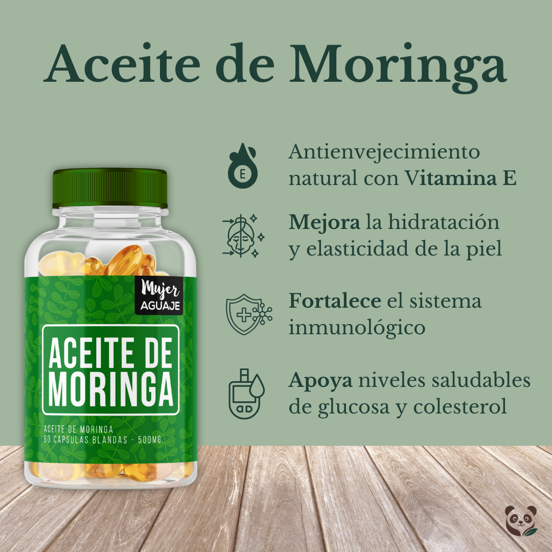 Aceite de Moringa en cápsulas | Vitamina E natural Mujer Aguaje