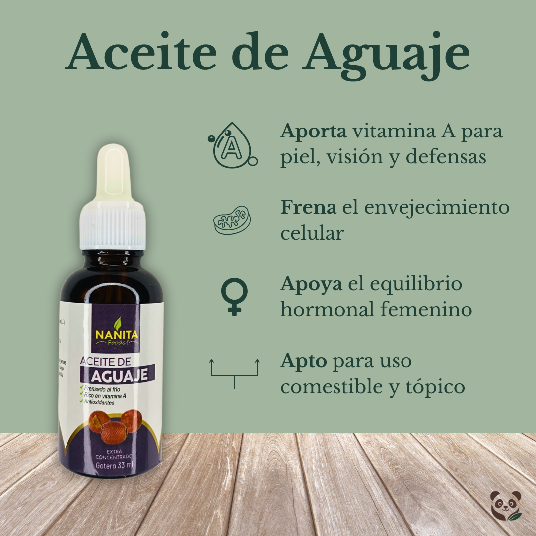 Aceite de Aguaje Comestible | Rico en vitamina A y hormonas naturales Nanita Foods