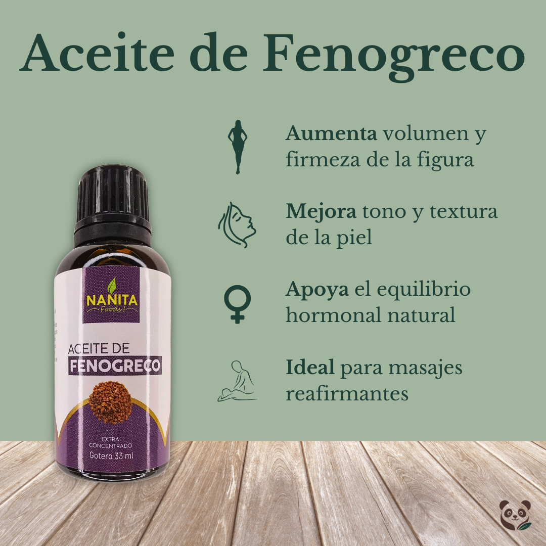 Aceite de Fenogreco | Volumen y firmeza femenina con fitoestrógenos Nanita Foods