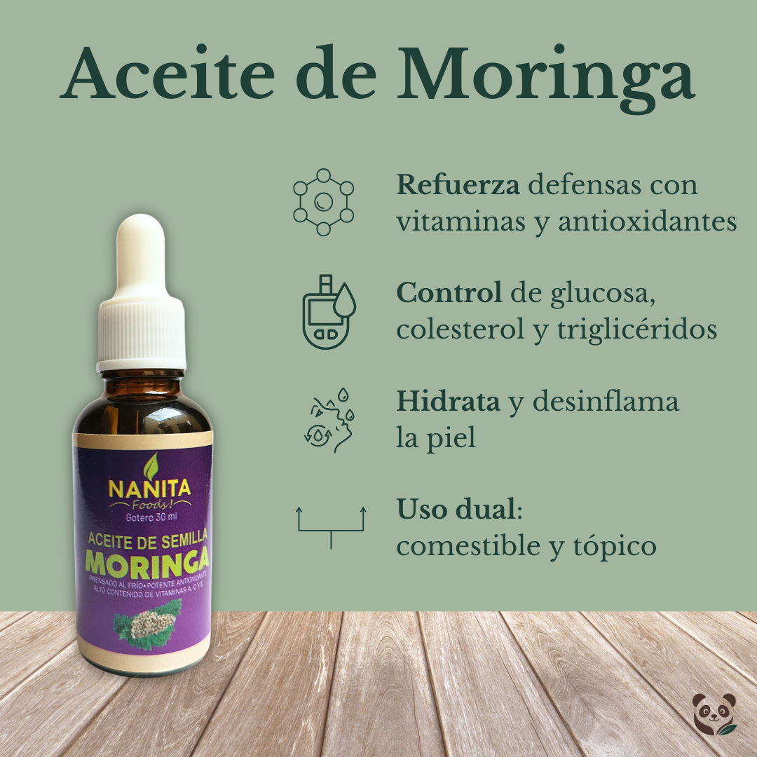 Aceite de Moringa | Antioxidante natural comestible y para la piel Nanita Foods