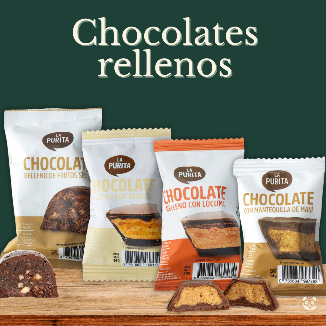 Chocolates Rellenos | 70% cacao con rellenos nutritivos La Purita