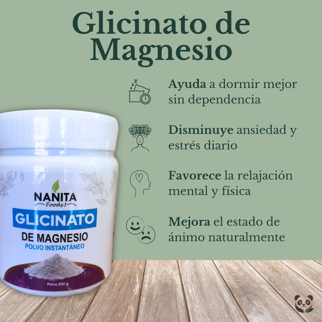Glicinato de Magnesio en polvo | Descanso profundo y alivio del estrés Nanita Foods