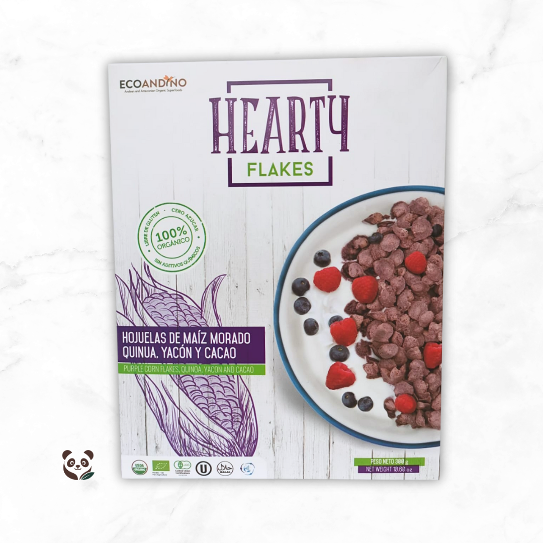 Hearty Flakes | Cereal de Maíz Morado, Quinua, Yacón y Cacao Ecoandino