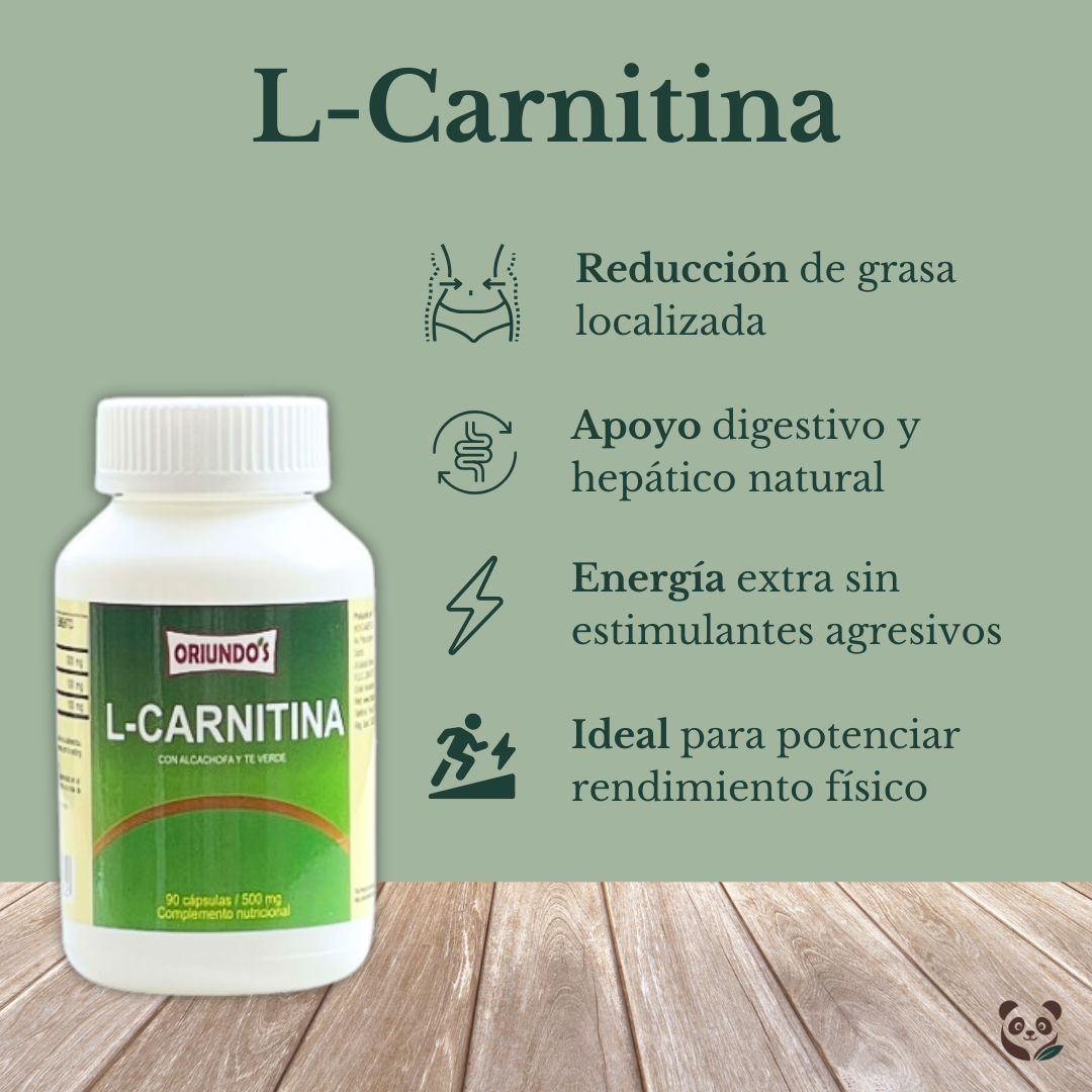 L-Carnitina + Alcachofa + Té Verde | Quema grasa natural Oriundo's