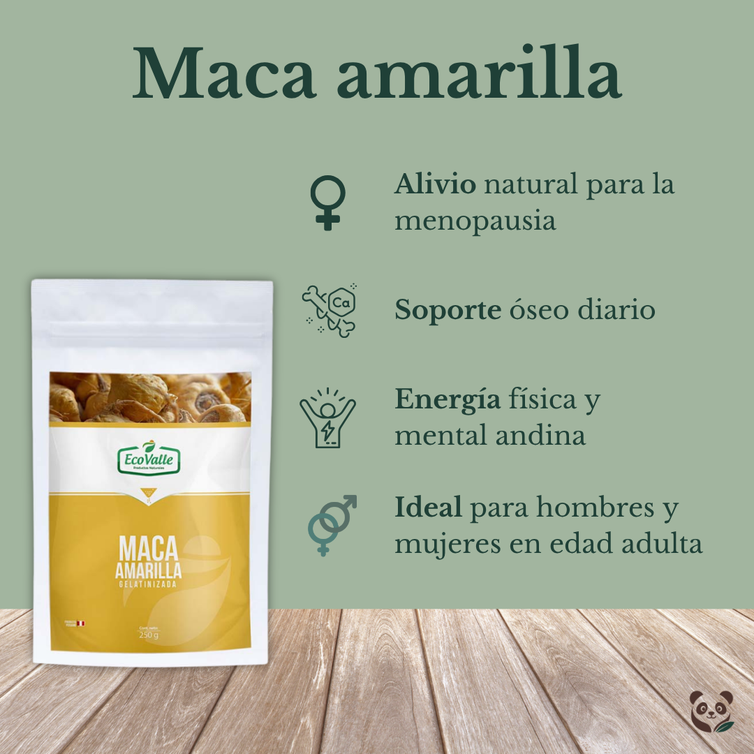 Maca Amarilla Gelatinizada | Vitalidad Femenina y Fortalecimiento Óseo EcoValle