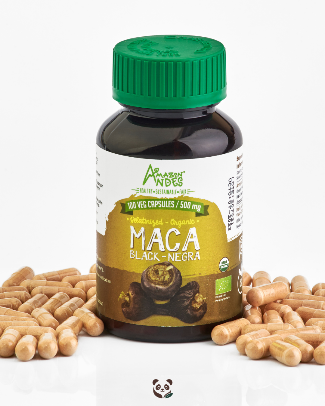Maca Negra Orgánica en cápsulas | Energía física y mental natural Amazon Andes