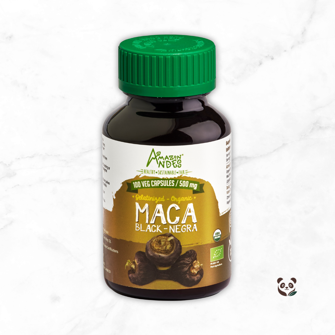 Maca Negra Orgánica en cápsulas | Energía física y mental natural Amazon Andes