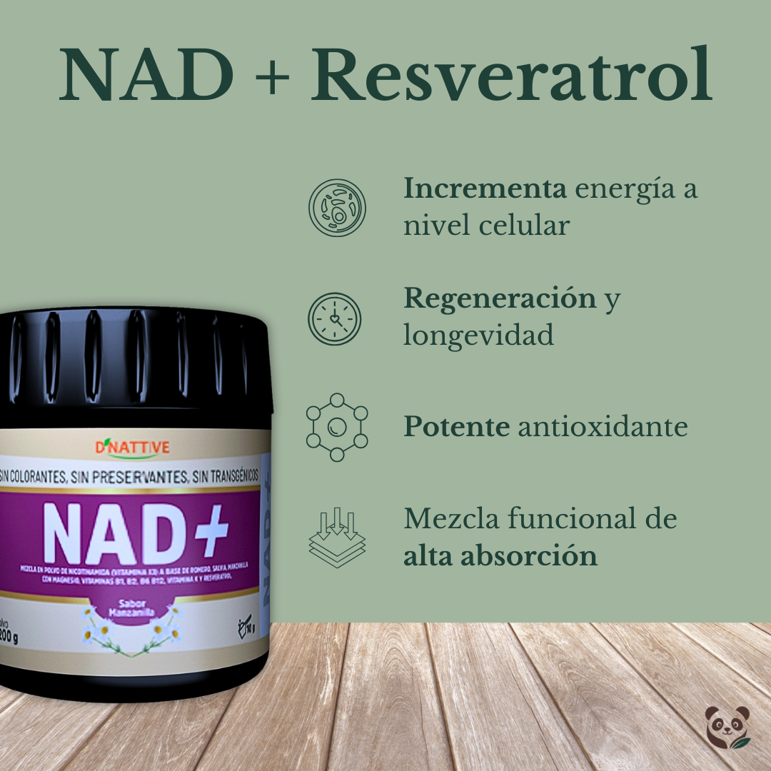 NAD + Resveratrol | Energía celular y longevidad activa desde dentro D' Nattive y Nanita Foods