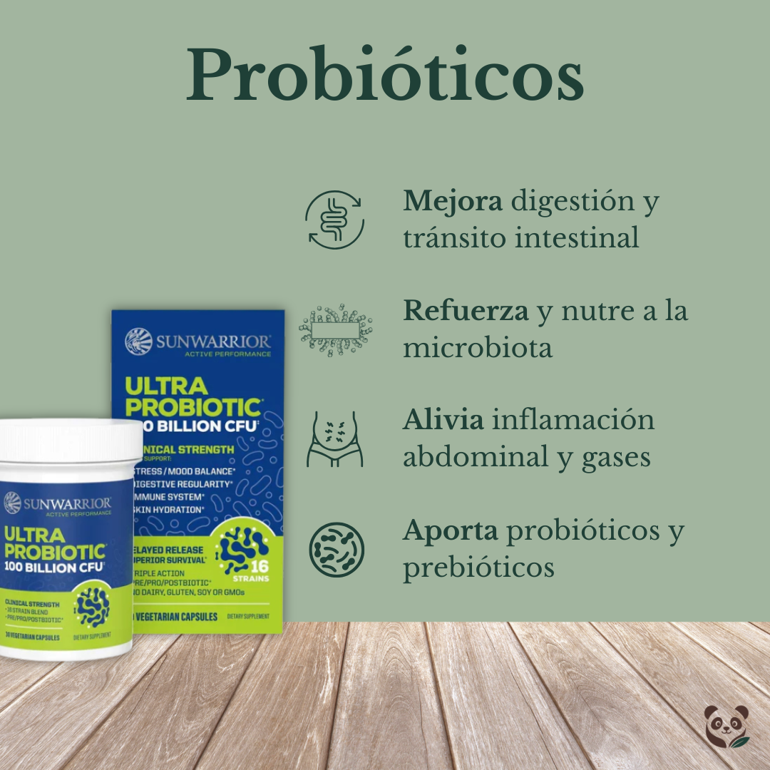 Ultra Probióticos 100 billones CFU + Prebiótico + Postbiótico | Microbiota Intestinal Superior Sunwarrior