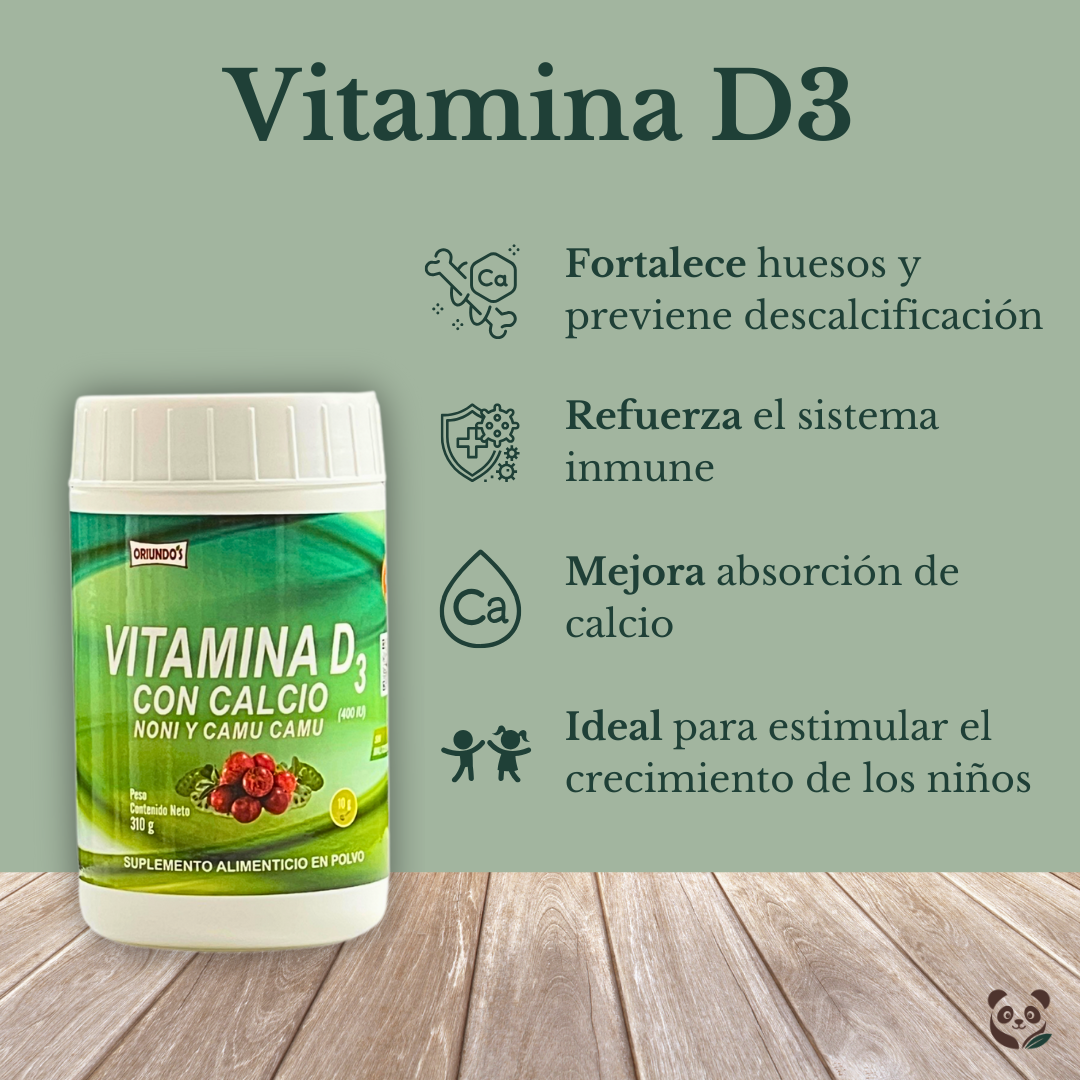 Vitamina D3 + Calcio | Huesos fuertes e inmunidad natural Oriundo's