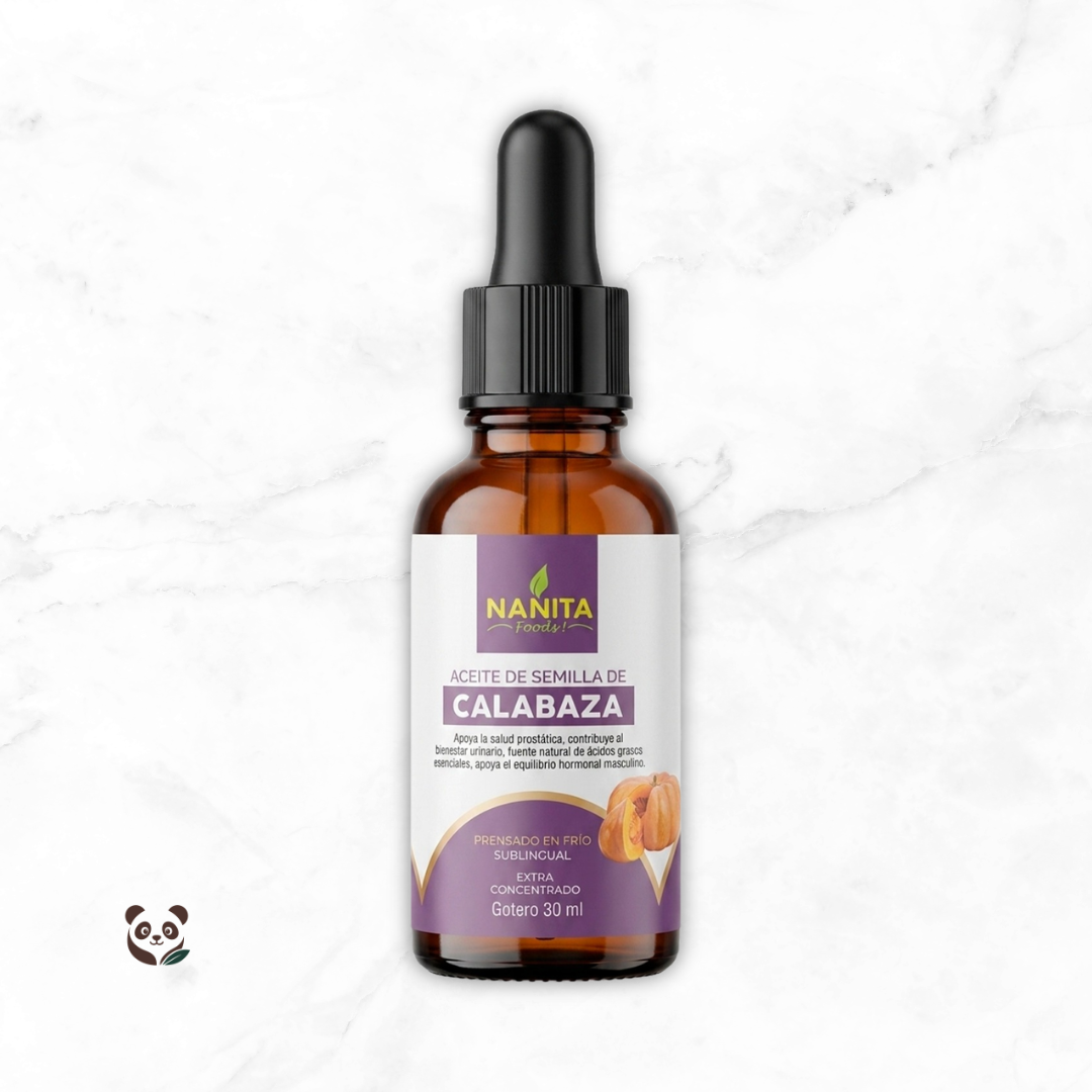 Aceite de Semilla de Calabaza Sublingual | Salud prostática y urinaria Nanita Foods