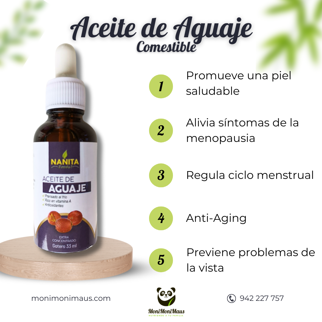 Aceite de Aguaje comestible - prensado en frío Nanita Foods