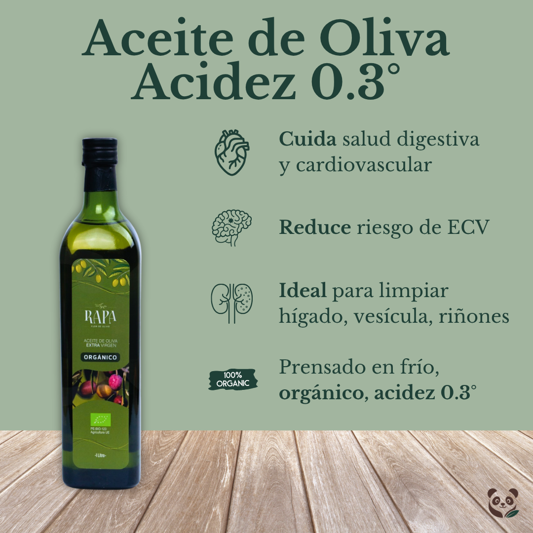 Aceite de Oliva Orgánico | Extra Virgen | Acidez 0.3° Rapa