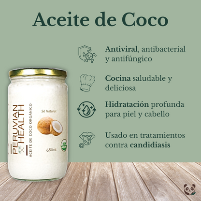 Aceite de Coco Virgen Orgánico | Uso Cosmético y Comestible Peruvian Health