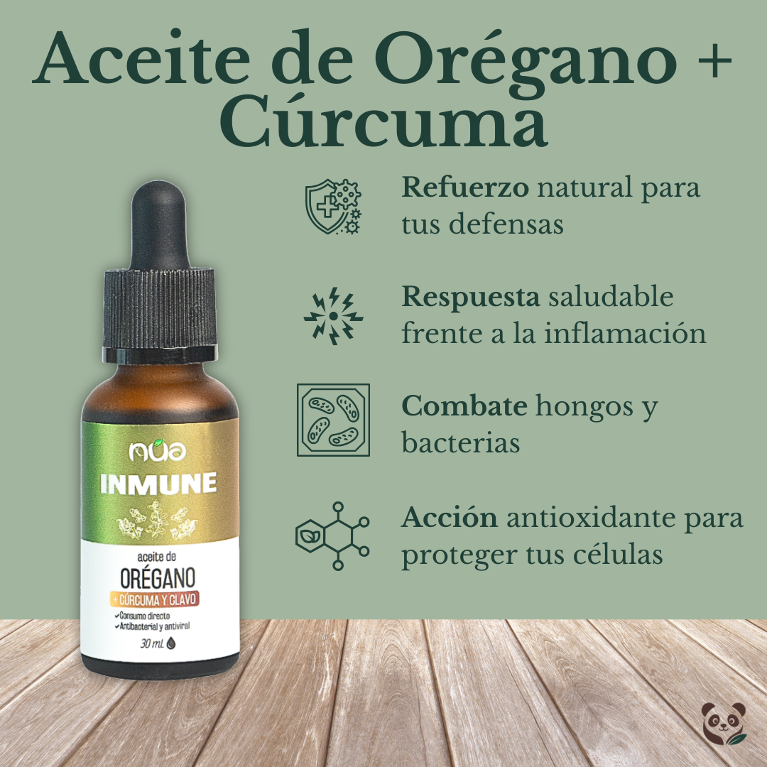 Aceite de Orégano Comestible + Cúrcuma y Clavo| Fortalece el sistema inmunológico Nua