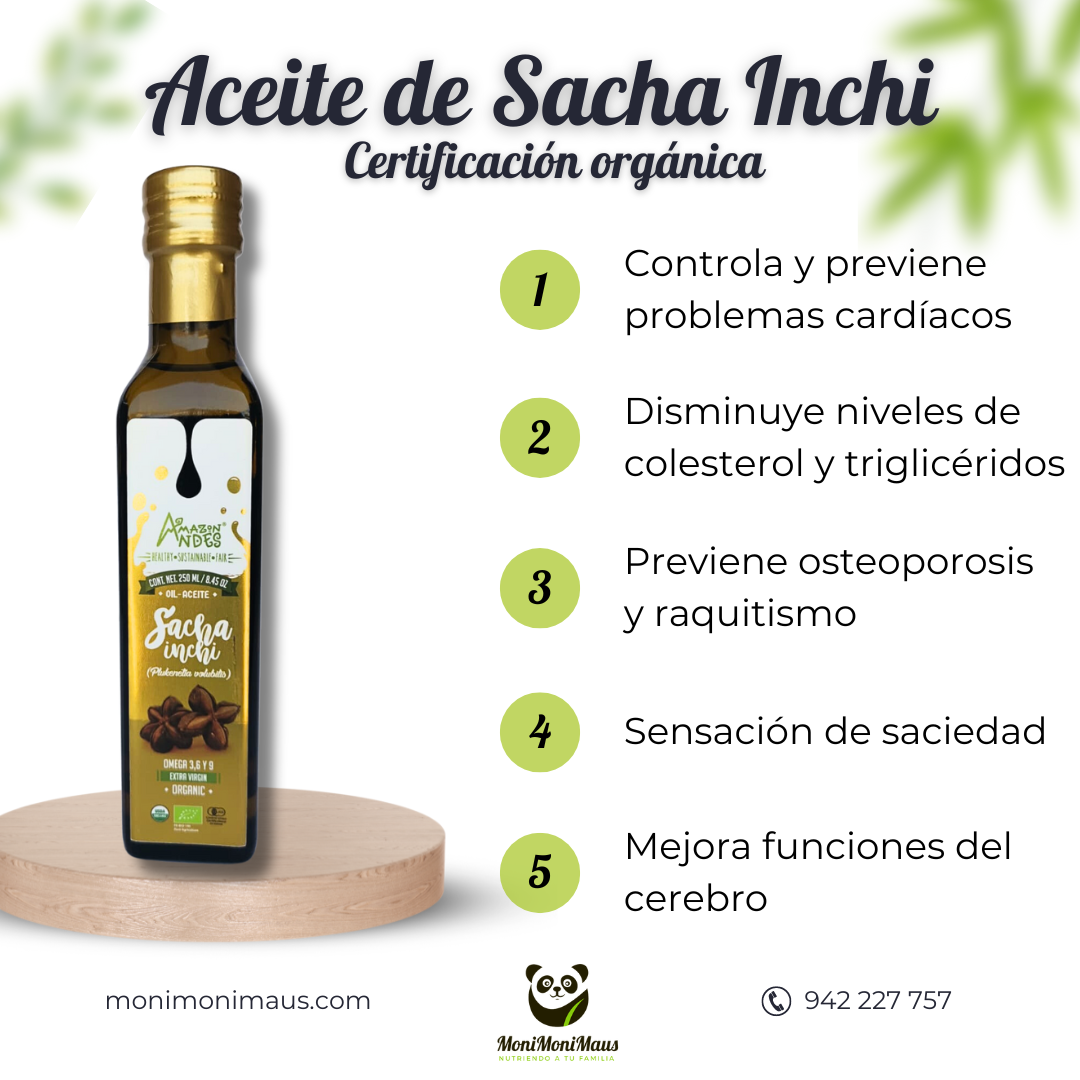 Aceite de Sacha Inchi orgánico Amazon Andes