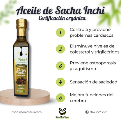 Aceite de Sacha Inchi orgánico Amazon Andes