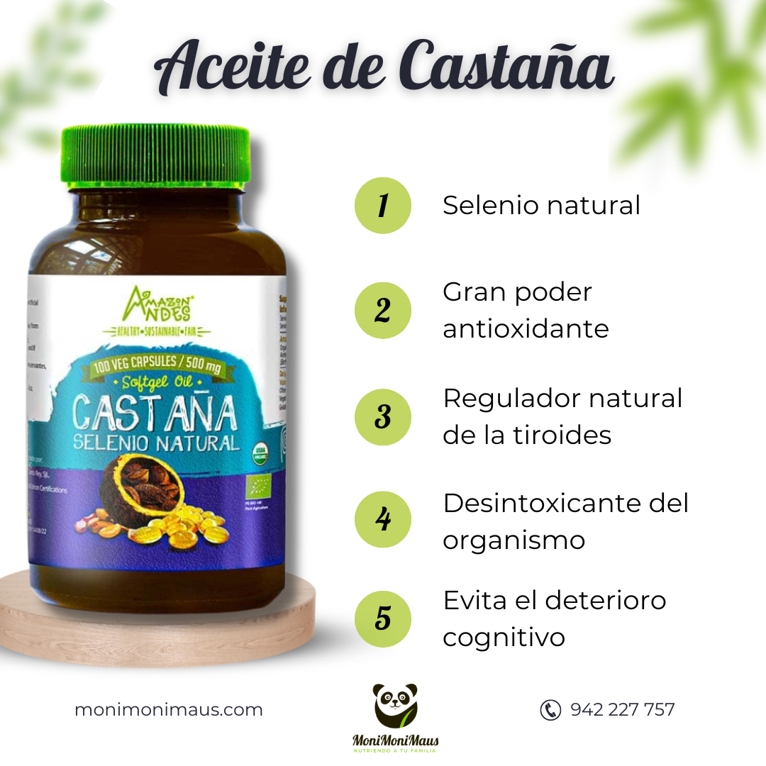 Aceite de Castaña en cápsulas - Selenio natural Amazon Andes