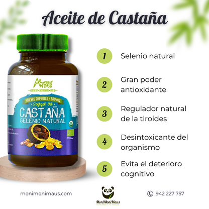 Aceite de Castaña en cápsulas - Selenio natural Amazon Andes