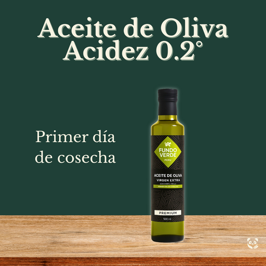 Aceite de oliva 0.2 grados | Primer día de la cosecha | Frescura y sabor premium Fundo Verde