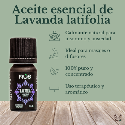 Aceite Esencial de Lavanda (Latifolia) | Relajante natural para estrés, insomnio y masajes Nua