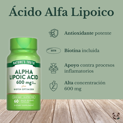 Ácido Alfa Lipoico 600 mg + Biotina | Antioxidante Universal Nature's Truth