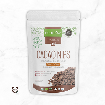 Cacao Nibs Orgánicos con Yacón | Snack saludable y antioxidante Ecoandino