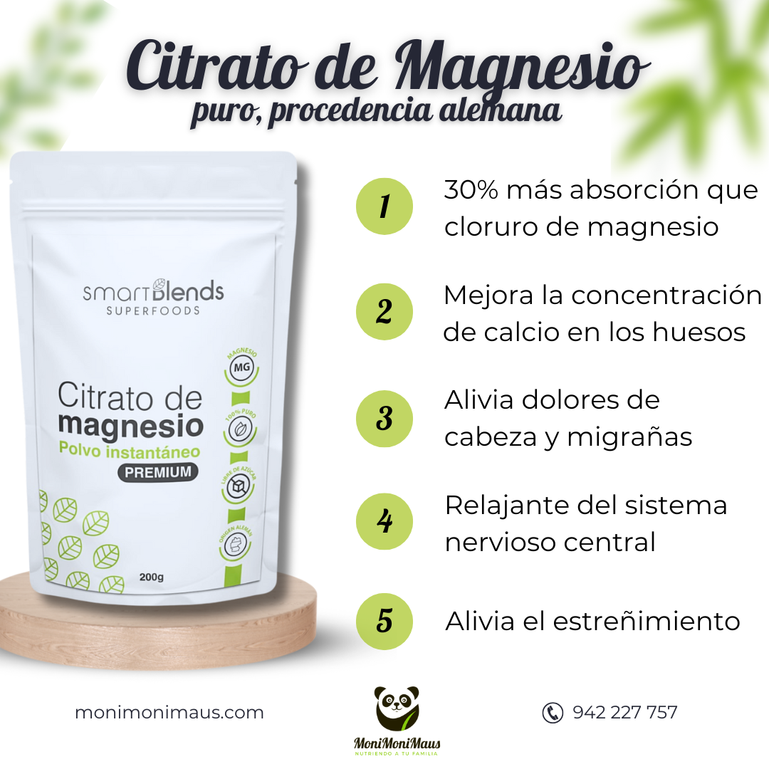 Citrato de Magnesio puro alemán Premium Smart Blends