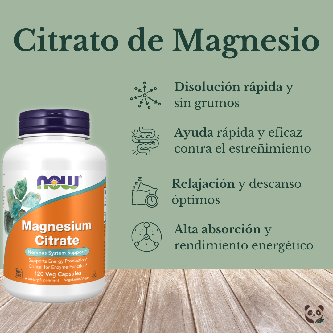 Citrato de Magnesio NOW | Apoyo natural para músculos, nervios y digestión Now Foods