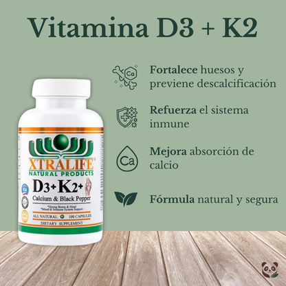 Vitamina D3 + K2 + Calcio | Salud Ósea y Cardiovascular Xtralife