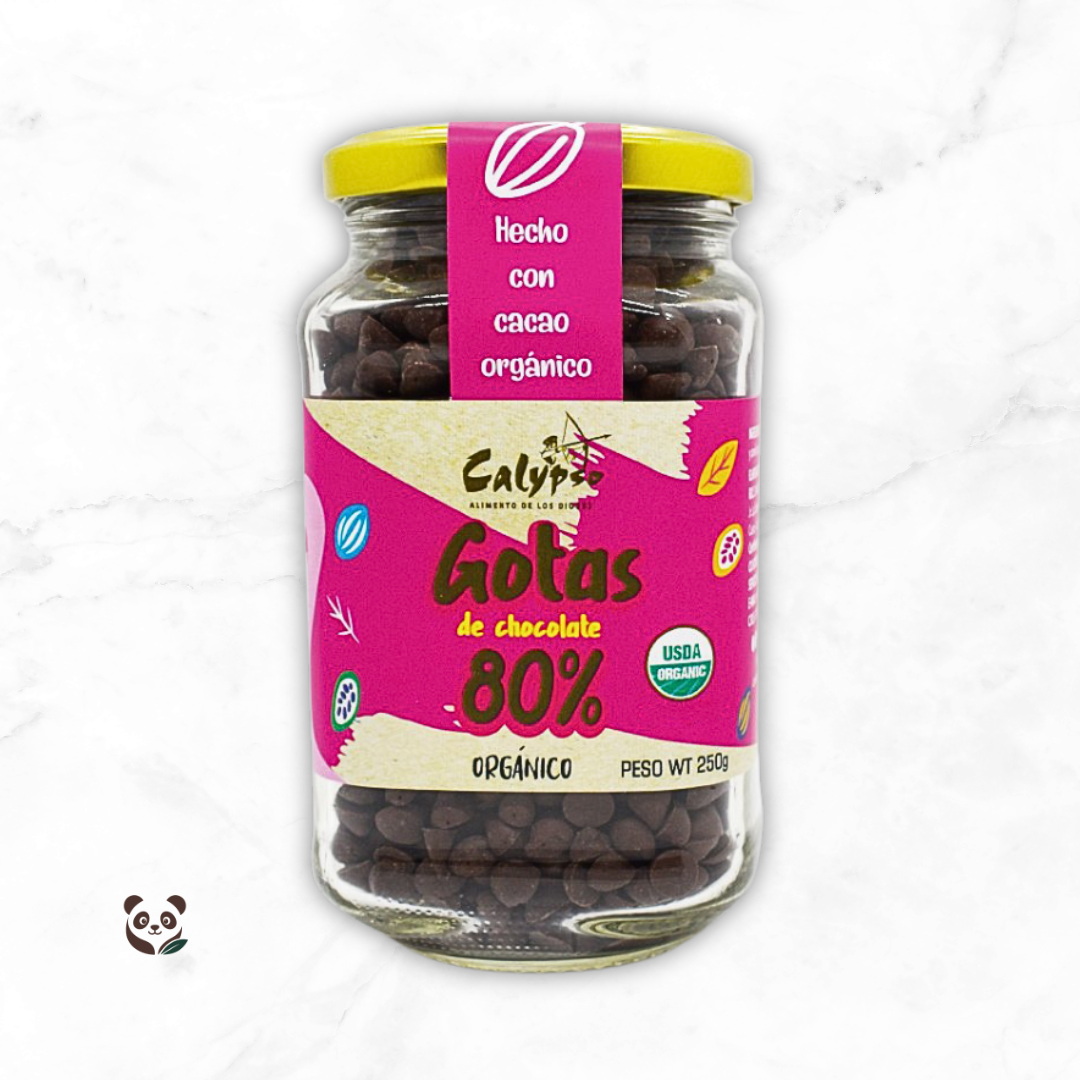 Gotas de Chocolate Orgánico 80% y 85% | Con panela o azúcar de coco Calypso