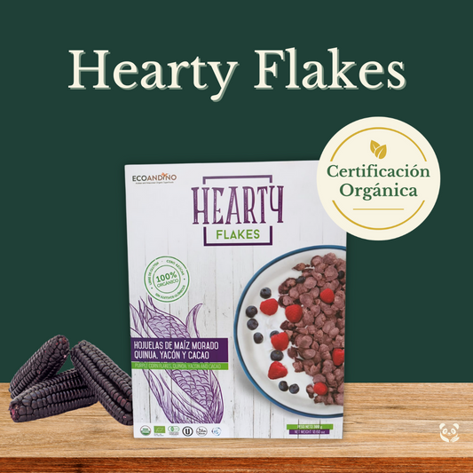 Hearty Flakes | Cereal de Maíz Morado, Quinua, Yacón y Cacao Ecoandino