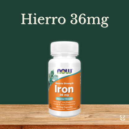 Bisglicinato de Hierro 36mg NOW | Energía y soporte inmune Now Foods