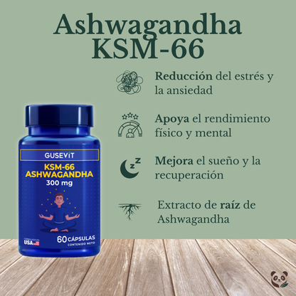 KSM-66 Ashwagandha 300mg | Enfoque y calma natural Gusevit