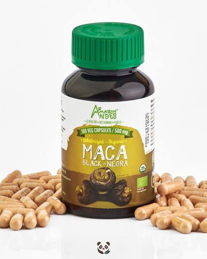 Maca Negra Orgánica en cápsulas | Energía física y mental natural Amazon Andes