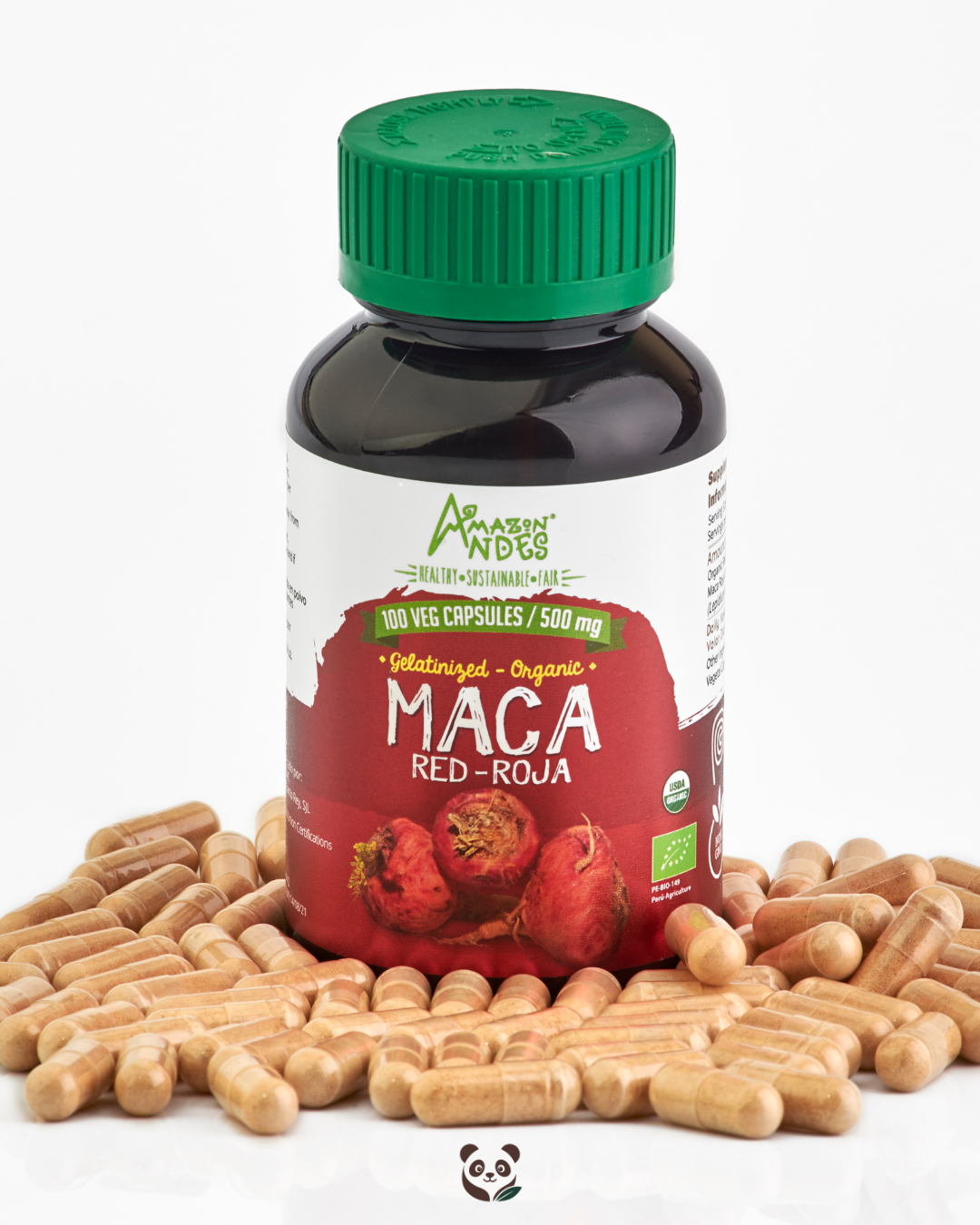 Maca Roja Orgánica en cápsulas | Salud Femenina y Masculina Amazon Andes