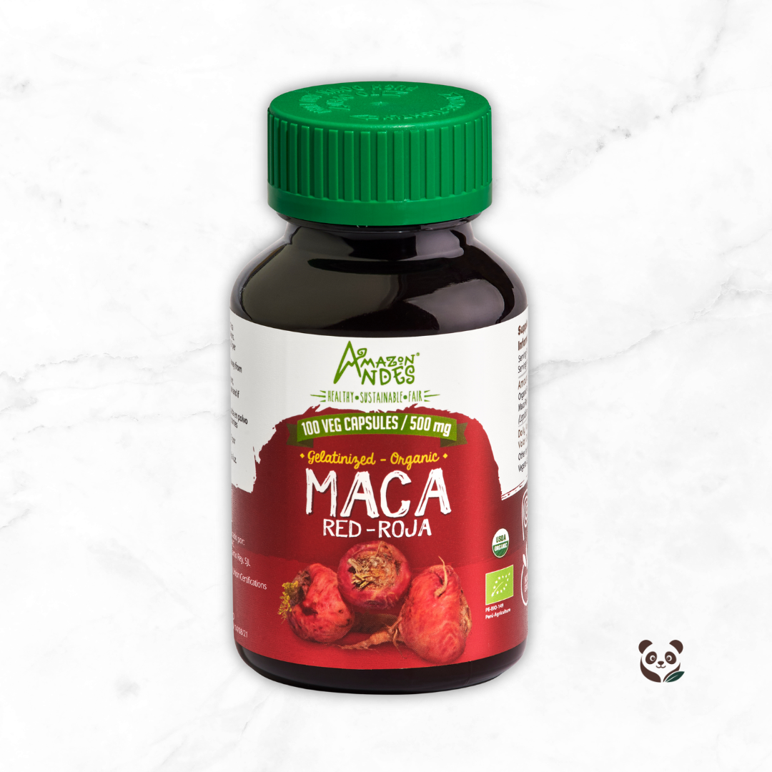 Maca Roja Orgánica en cápsulas | Salud Femenina y Masculina Amazon Andes