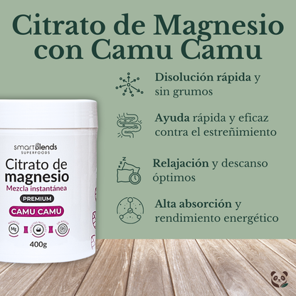 Citrato de Magnesio Premium con Camu Camu | Magnesio con vitamina C de alta absorción Smartblends