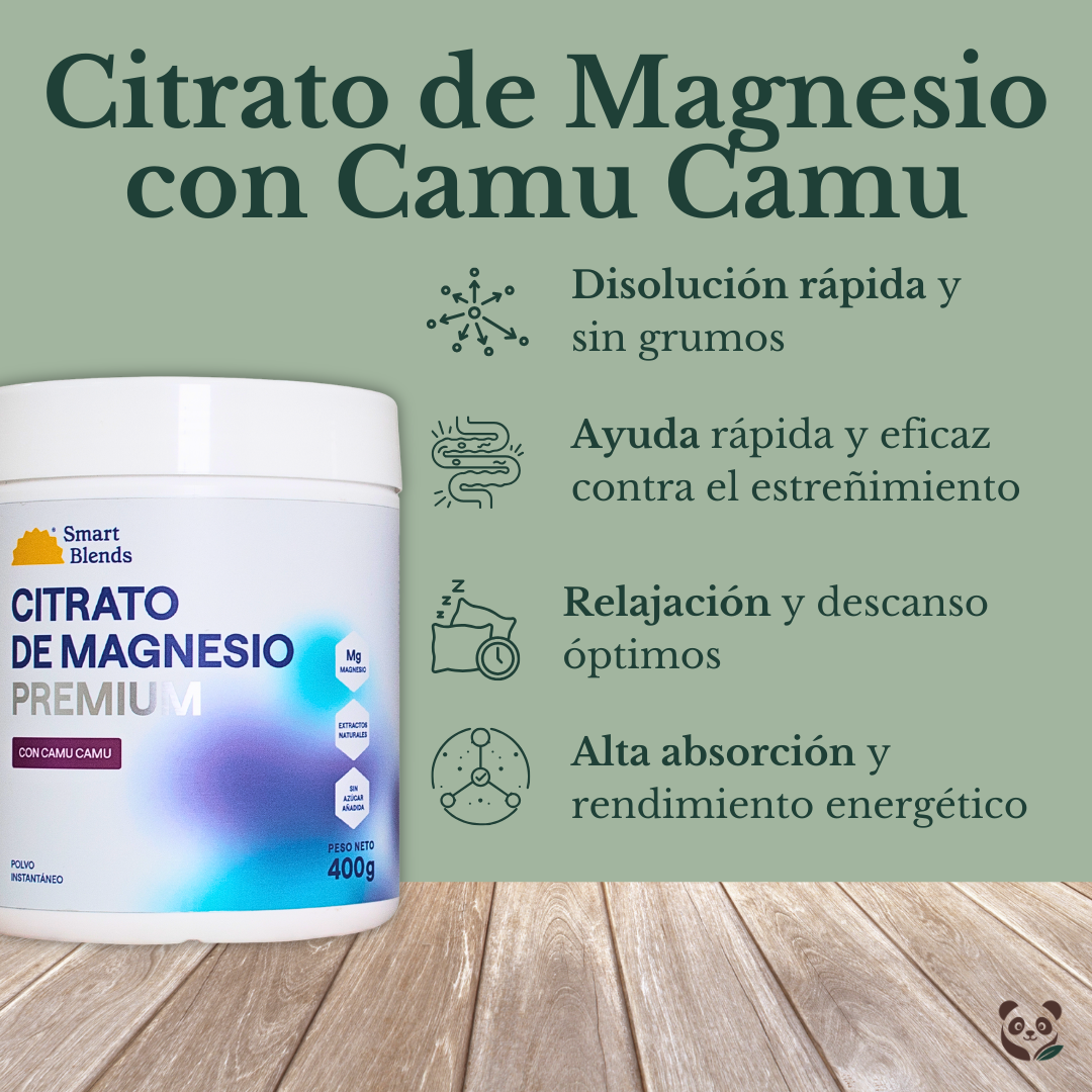Citrato de Magnesio Premium con Camu Camu | Magnesio con vitamina C de alta absorción Smartblends