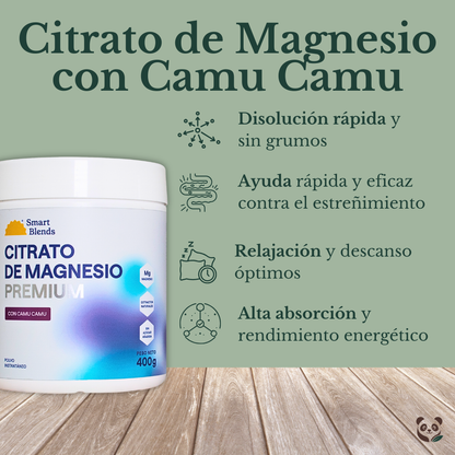Citrato de Magnesio Premium con Camu Camu | Magnesio con vitamina C de alta absorción Smartblends