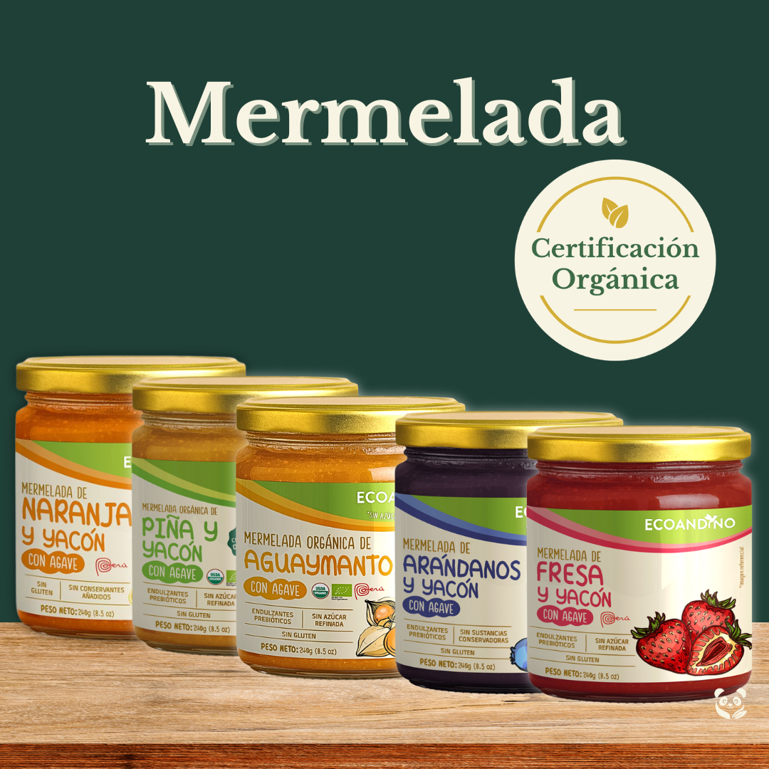 Mermelada Orgánica | Endulzada naturalmente con yacón y agave Ecoandino