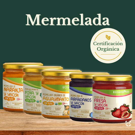 Mermelada Orgánica | Endulzada naturalmente con yacón y agave Ecoandino