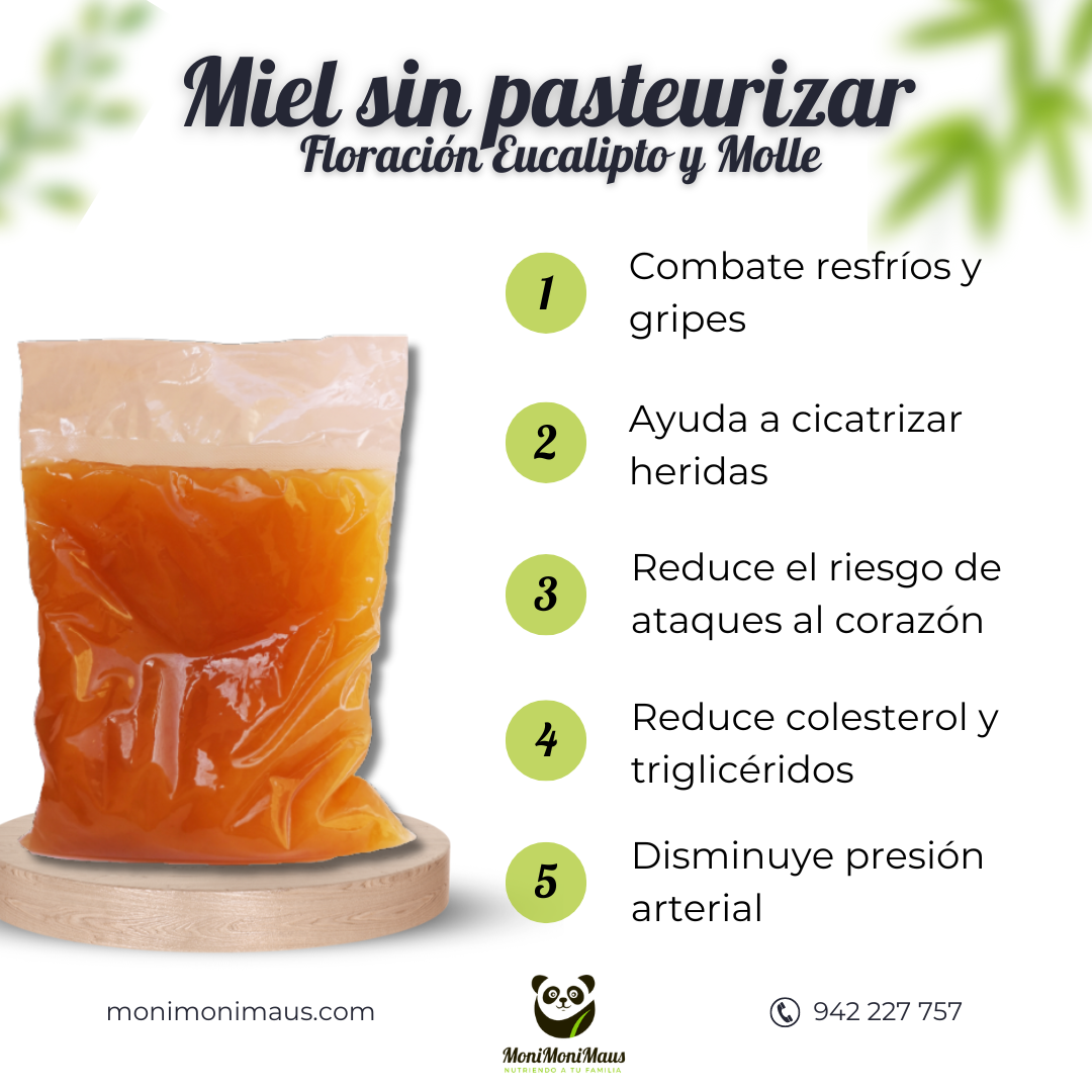 Miel de Abeja sin pasteurizar - Floración Eucalipto y Molle Cora-Cora