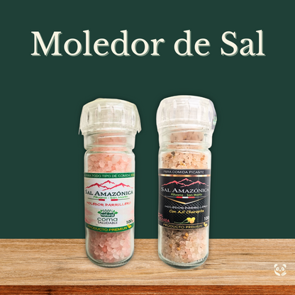 Moledor Parrillero Gourmet | Sal Rosada Amazónica con o sin Ají Charapita Cerro Sal Perú