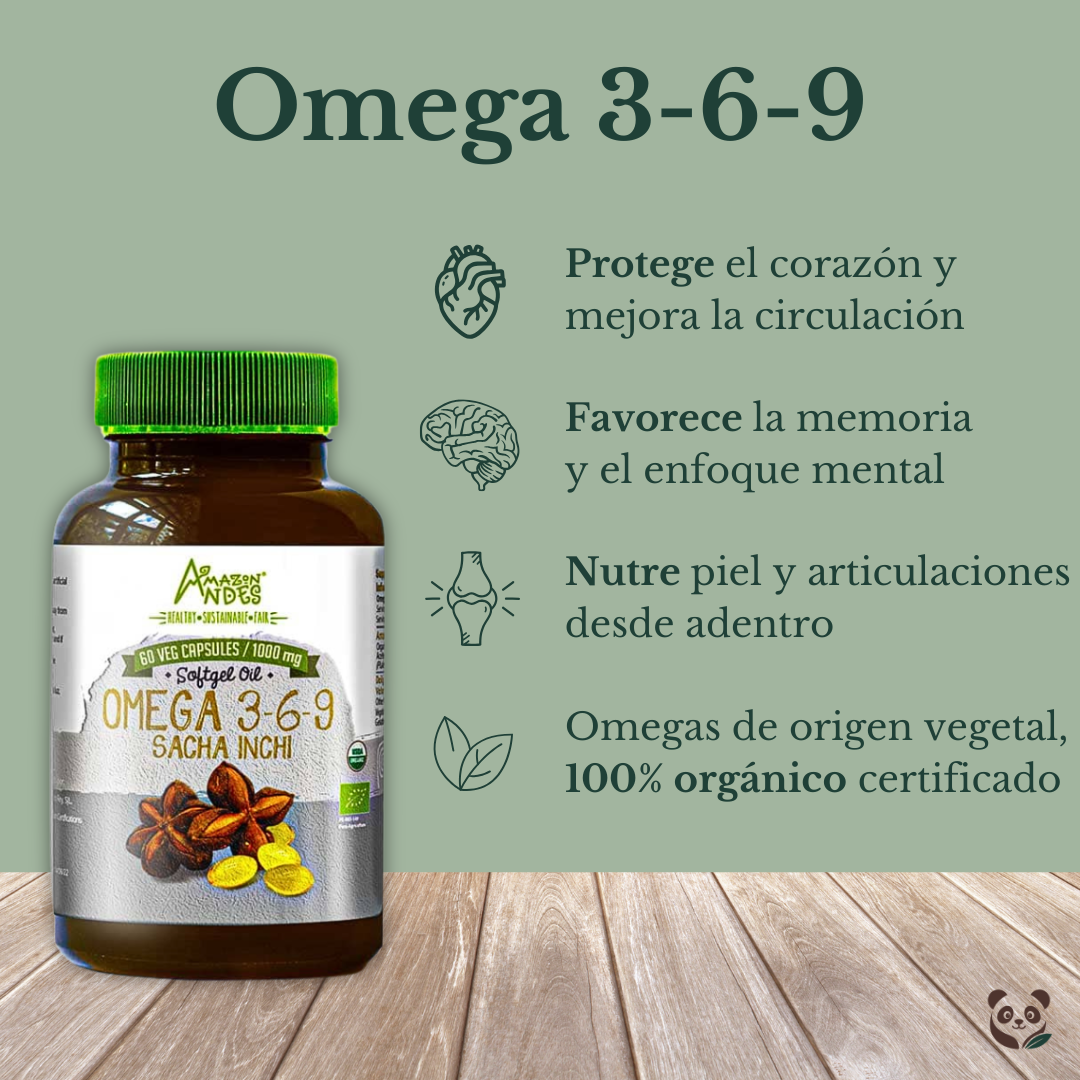 Omega 3-6-9 de Sacha Inchi | Cápsulas orgánicas con ácidos grasos esenciales Amazon Andes