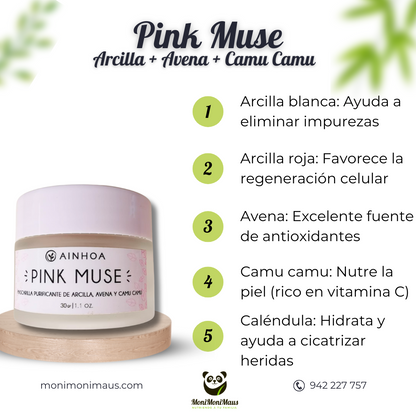 Mascarilla Purificante de Arcilla, Avena y Camu Camu (PINK MUSE) Ainhoa