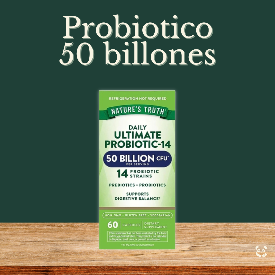 Probióticos 50 Mil Millones UFC | 14 Cepas + Inulina | Microbiota Intestinal Nature's Truth