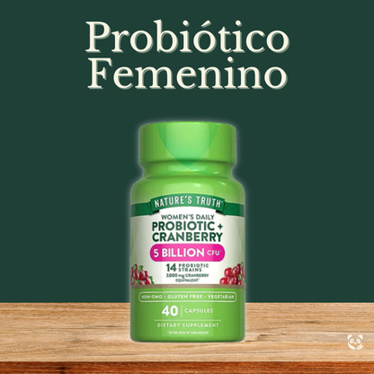 Probióticos femeninos 5 Billones + Cranberry | Microbiota Intestinal y Vaginal Nature's Truth