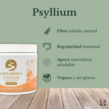 Psyllium Husk Amazonía | Cáscara en polvo | Fibra vegetal sin gluten Amazonía