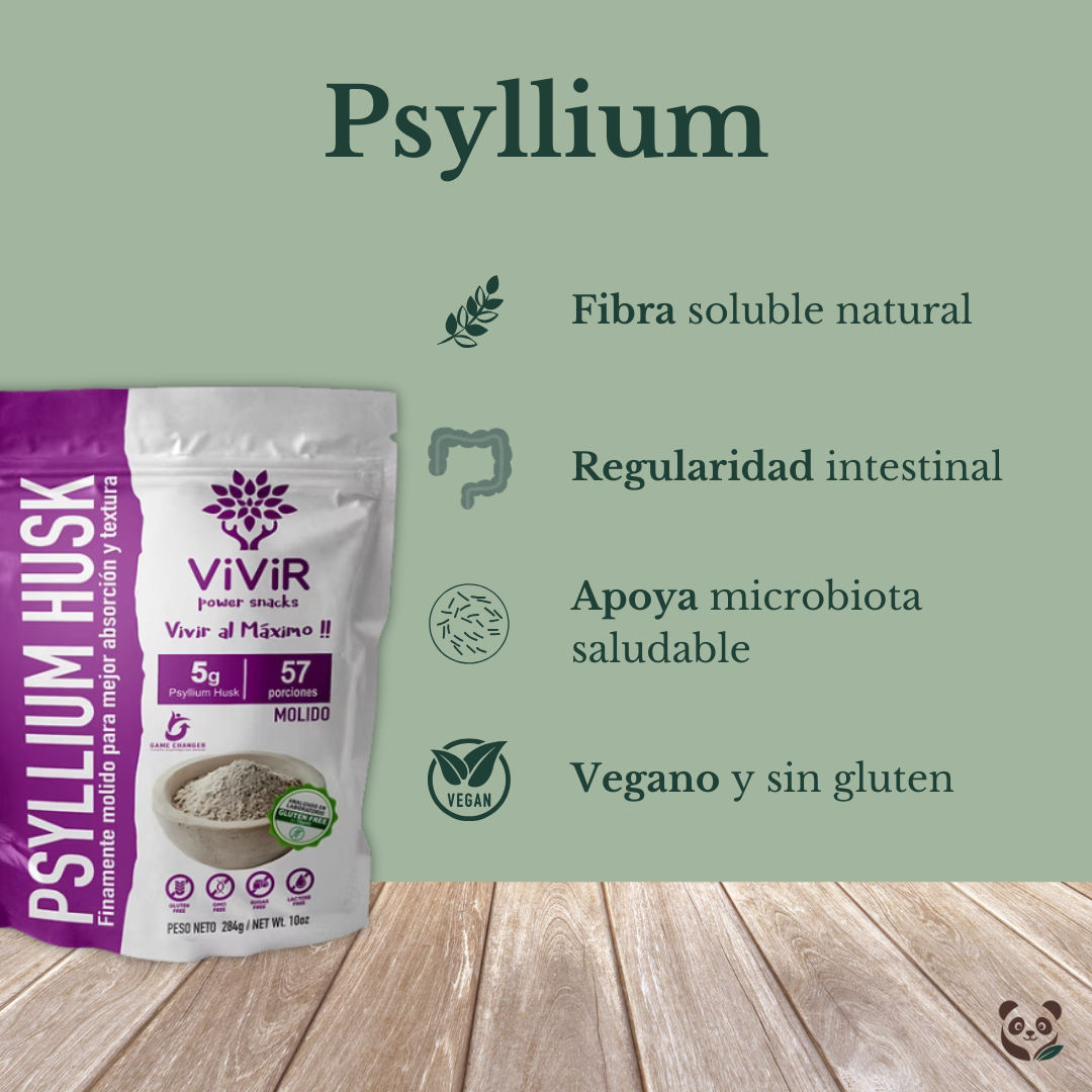 Psyllium Husk en Polvo | Fibra vegetal de fácil disolución y uso culinario Vivir Power